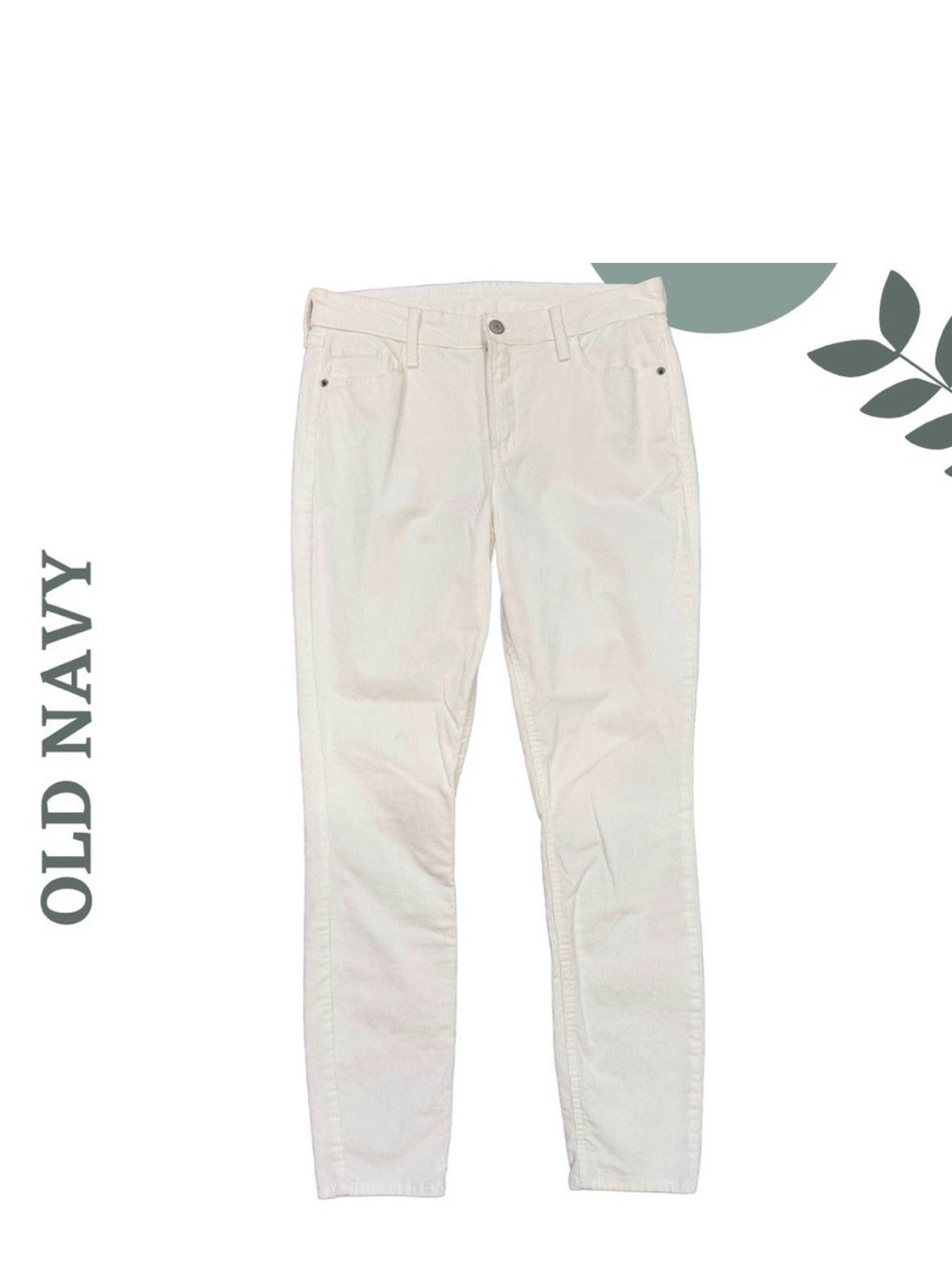 Off White Mid Rise Soft Corduroy Skinny Pants Sz 10